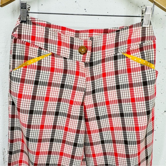 Vintage Handmade Women’s Size 4 / 6 Red White Brown Plaid Wide Leg Pants - Picture 3 of 13